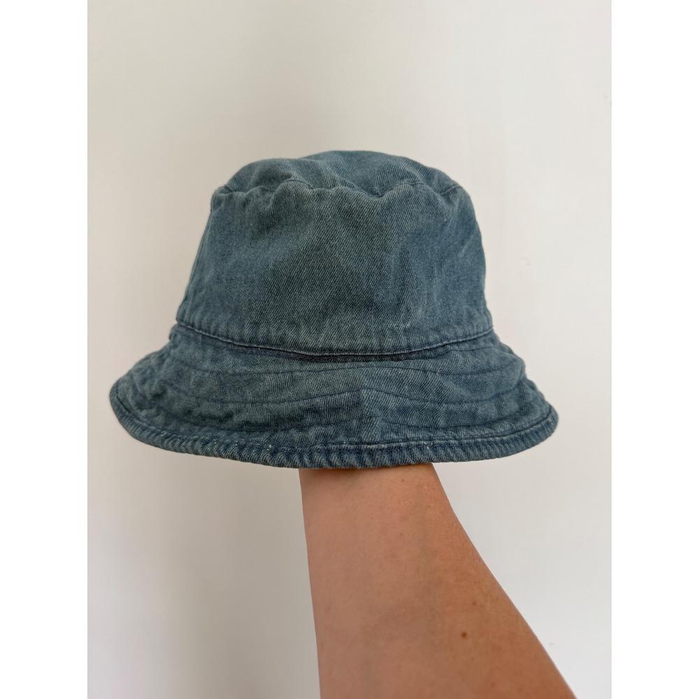 Vintage Adult Denim Bucket Hat M-L Blue Jean Sun Hat Retro Boho Coastal Beachy
